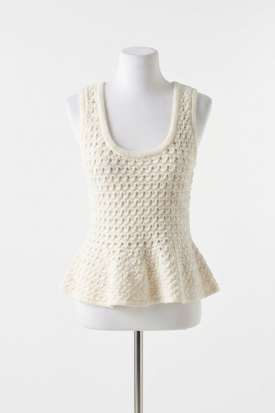 NEW PISTOLA anna peplum sweater tank top in white